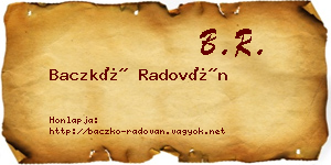 Baczkó Radován névjegykártya